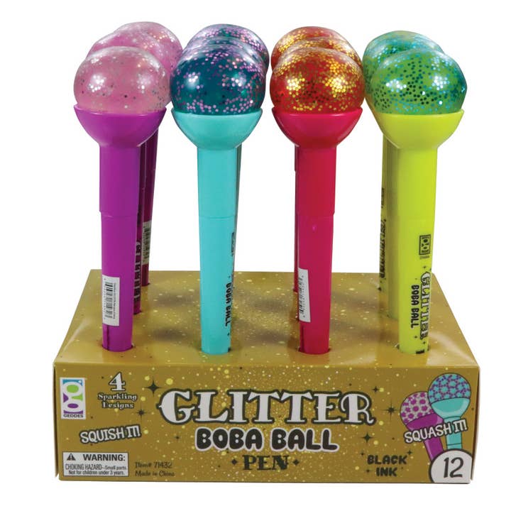 Geddes - Wholesale Pen - Glitter Boba Pen 12/display1