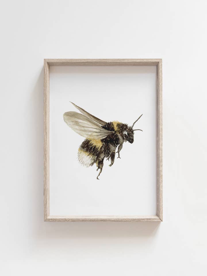 Aquarelle en forme de bourdon | Art mural Garden Pollinator pour la vente par Feed & Dwell