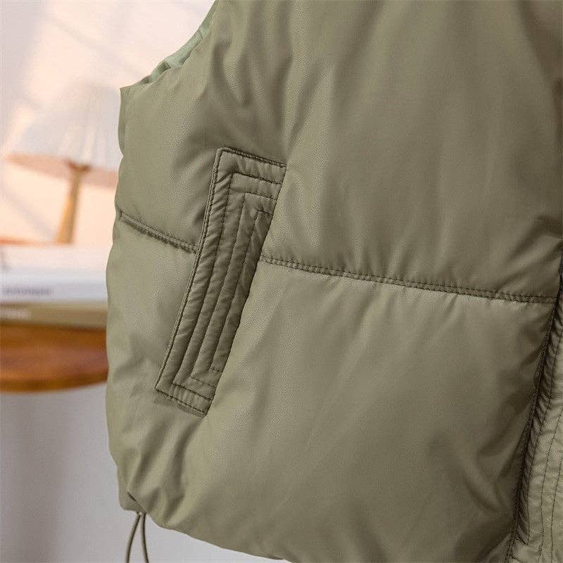 UZ Wholesale Store – Colete - Mulher por atacado – Colete de algodão curto versátil de cor sólida3