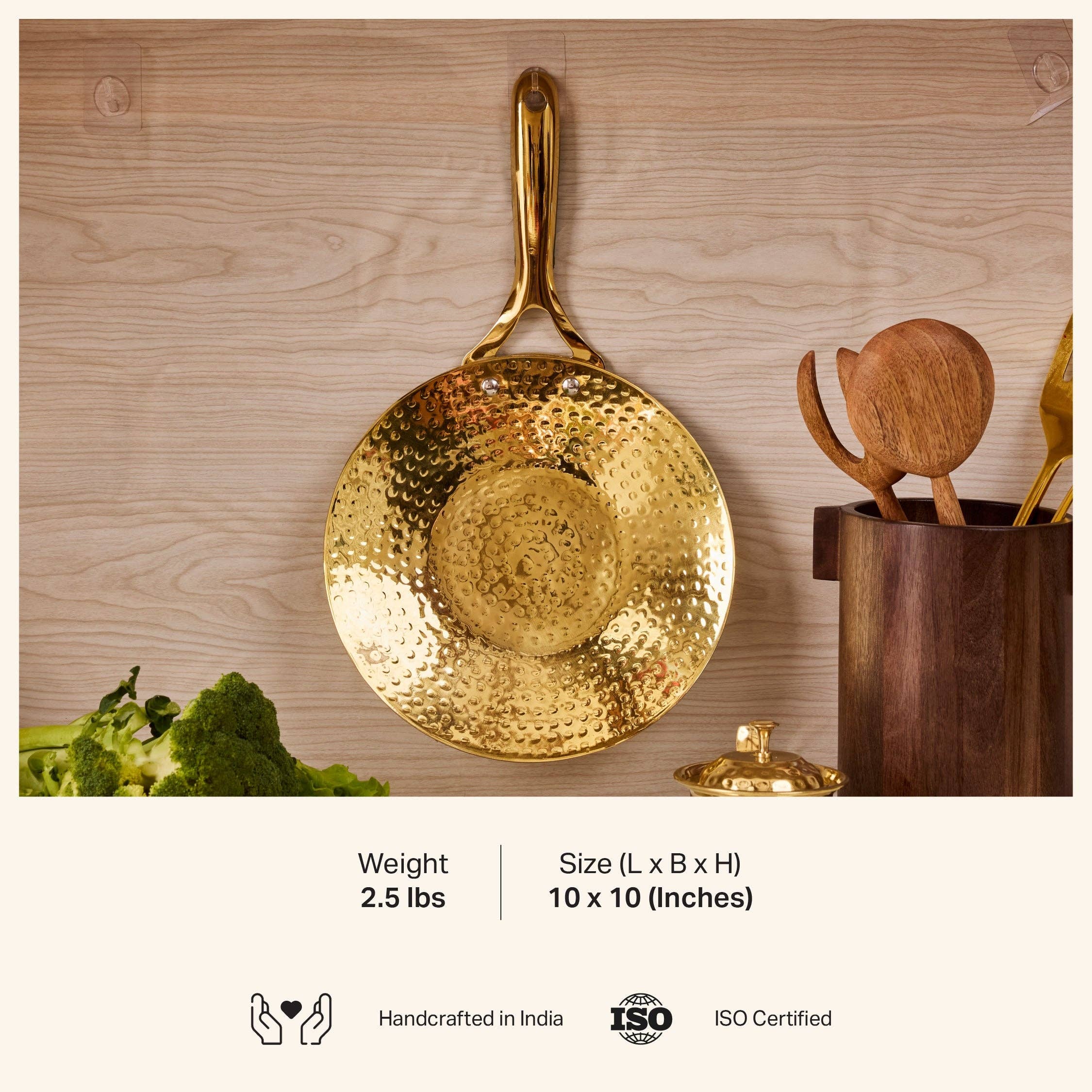 P-TAL – wholesale Cookware set – Brass Essentials Combo Set (Brass Roti Tawa with Insulated handle, Brass Ghee Pot, Brass Kadhai with Insulated handles & Glass lid)8