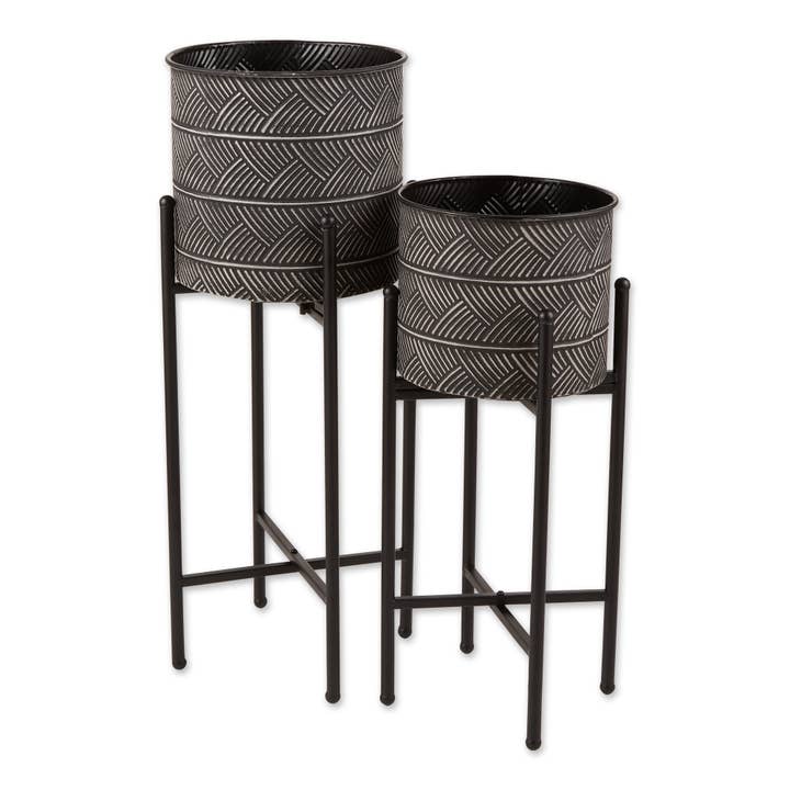 Asst Deco Waves Bucket Plant Stand Set of 2 for wholesale by Welcome Home Unbeatable Deals