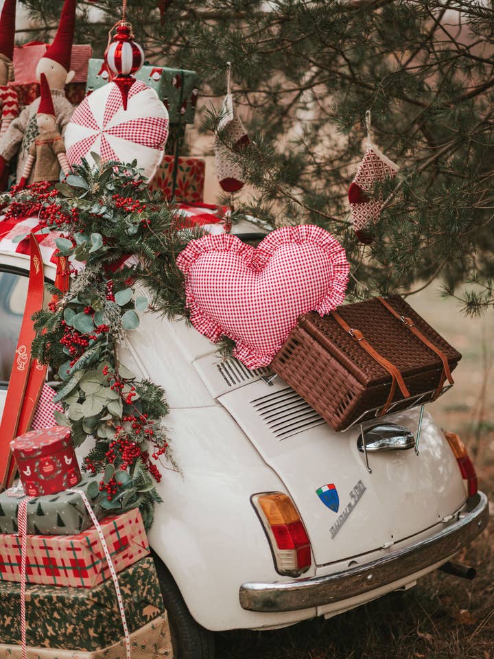 Almofada Coração "Xadrez Vermelho" por atacado de Moi Mili