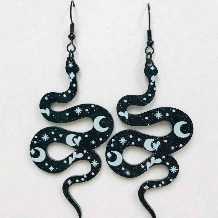 SimpleNGreat - Wholesale Dangle Earrings - Acrylic Black Blue Pink Luna Snake Earrings