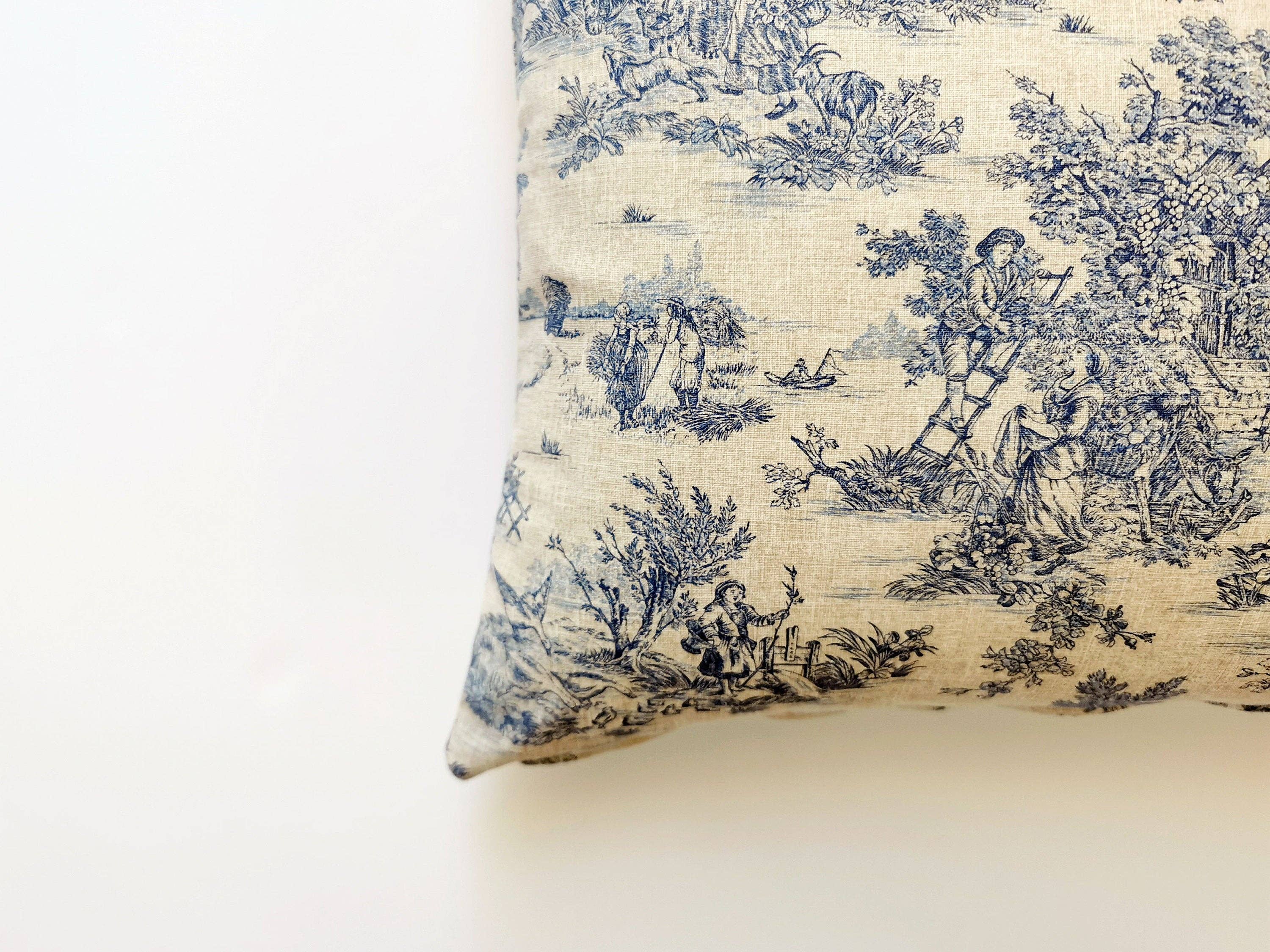 Homesite - Wholesale Throw Pillow Cover - Toile De Jouy Pillow Cover Blue, 4 Sizes2