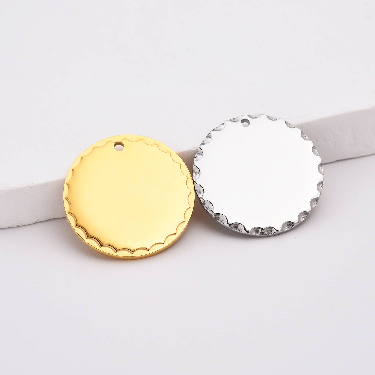 Beads Creation - Wholesale Individual Charm/Pendant - Stainless Steel Circle Round Charm Blank for Engrave, CP21393