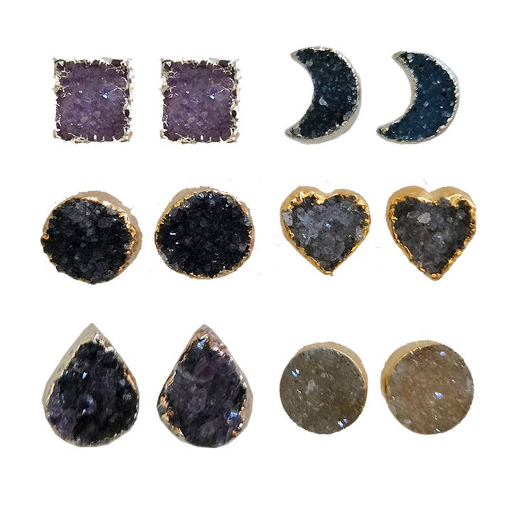 Brincos de Estudante com Drusa Feitos à Mão por atacado de Wendy Vernon Designs