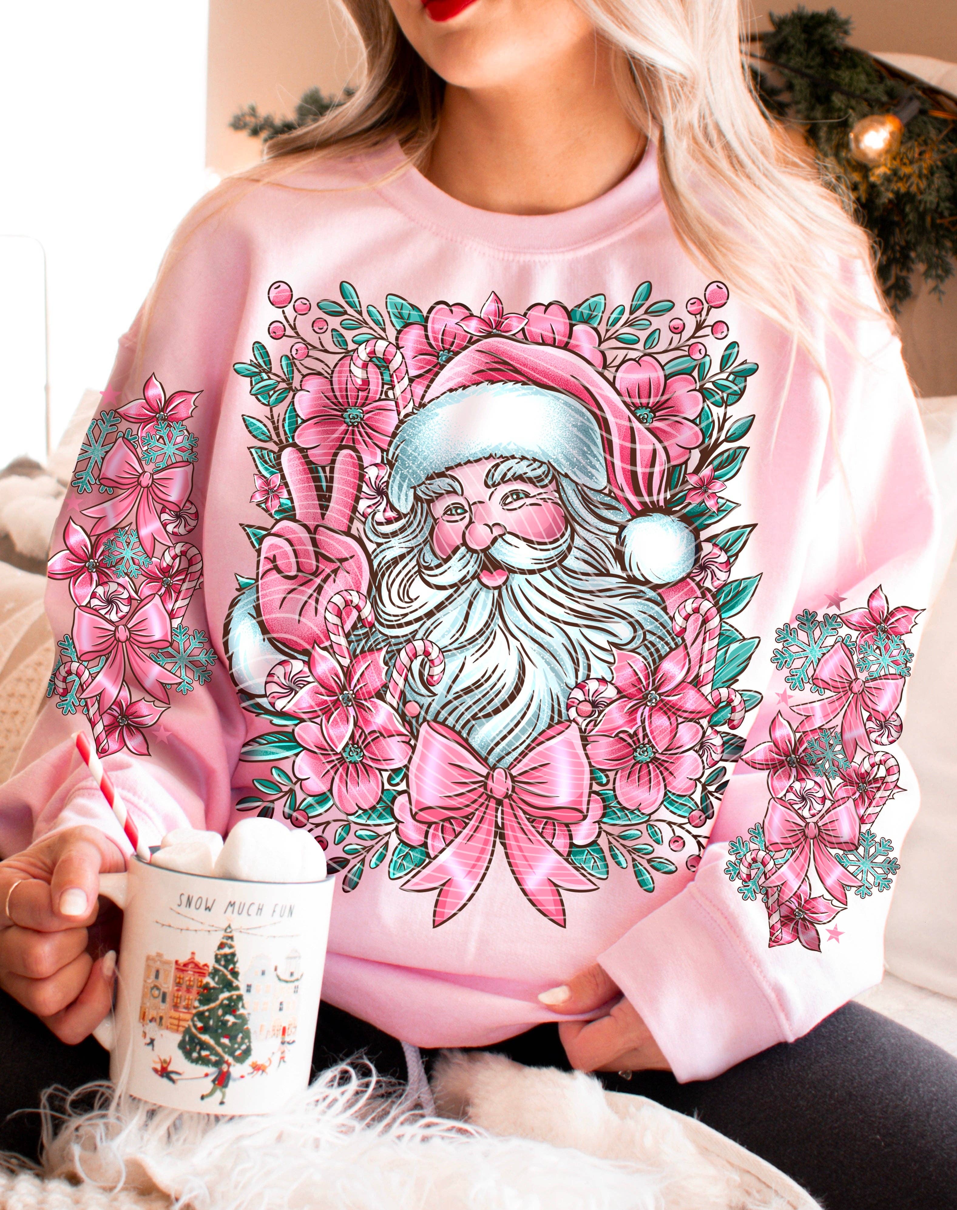 Red Dirt Transfers - Wholesale Sublimation Transfer - Pink Santa DTF Transfer | Trendy Christmas DTF Transfer | Ready to Press | High Quality DTF Transfers | Fast Shipping0