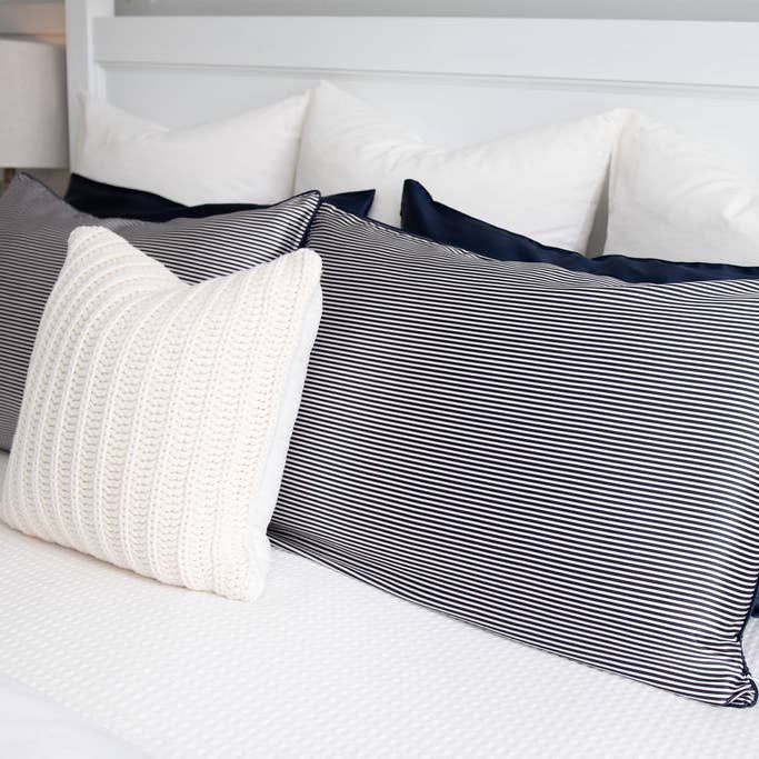Navy & White Stripe - Luxury Silk Pillowcase for wholesale by Ever You