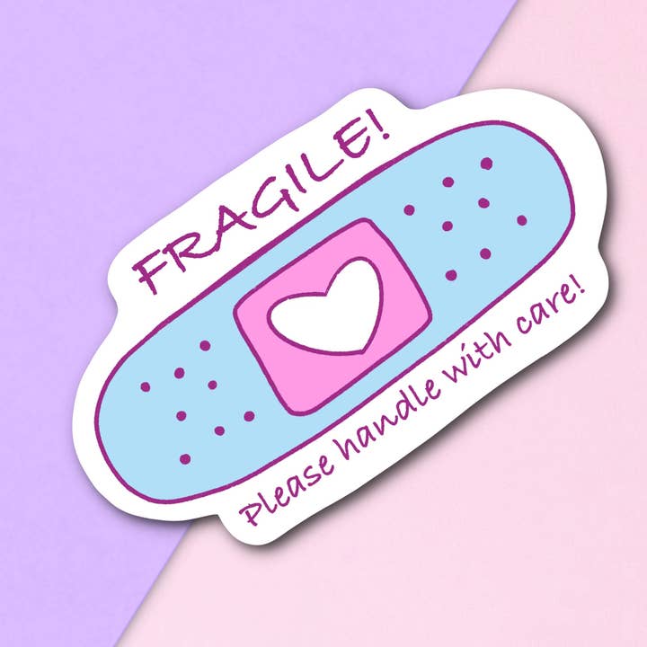 Zerbrechlich bitte vorsichtig behandeln gestanzte Aufkleber | Süß für den Großhandel von FuzziesArtDesigns