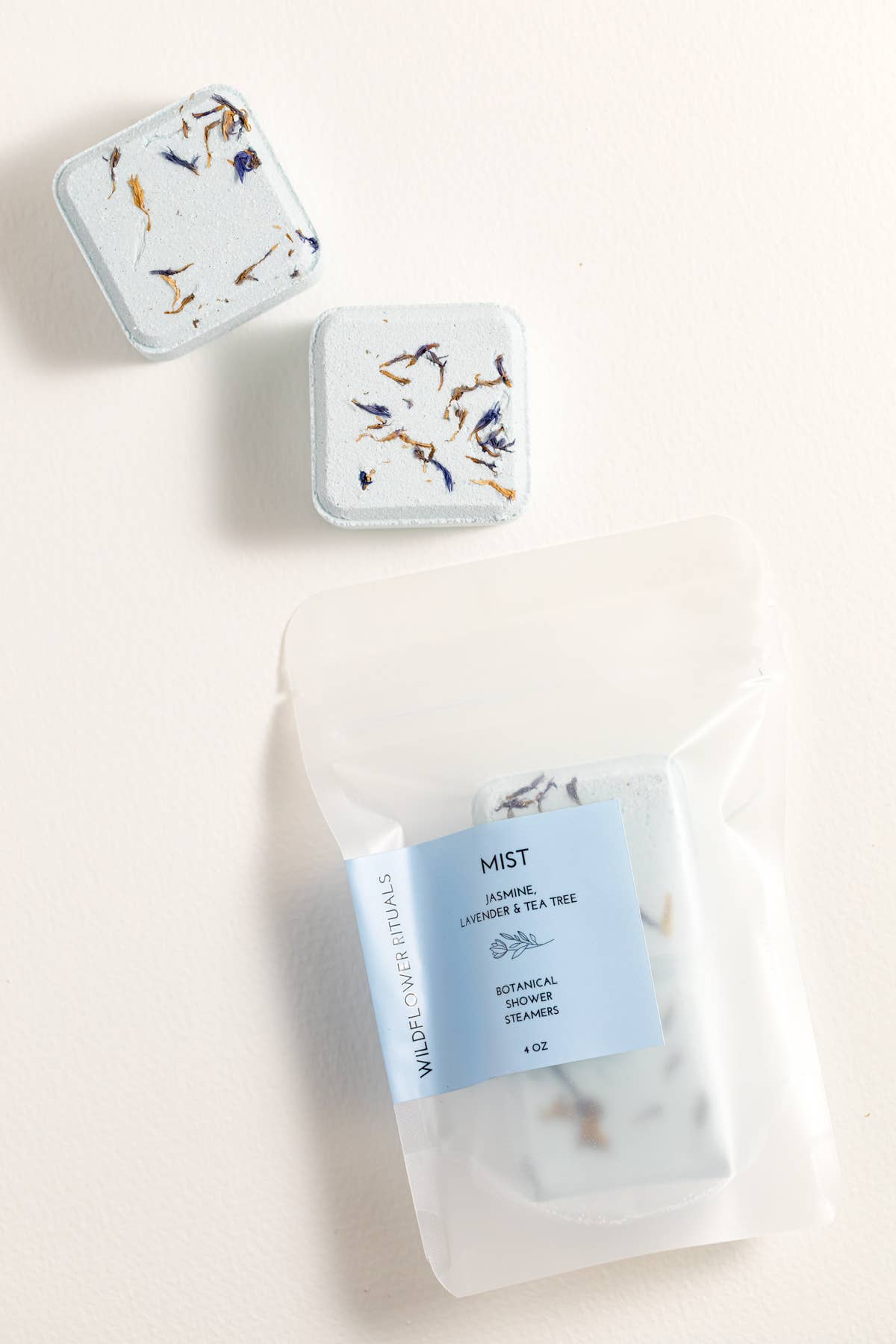 Wildflower Rituals - Vente Bombe de douche/galet bien-être pour la douche - Vapeurs de Douche Botaniques Mist - Jasmin Lavande Arbre à Thé2