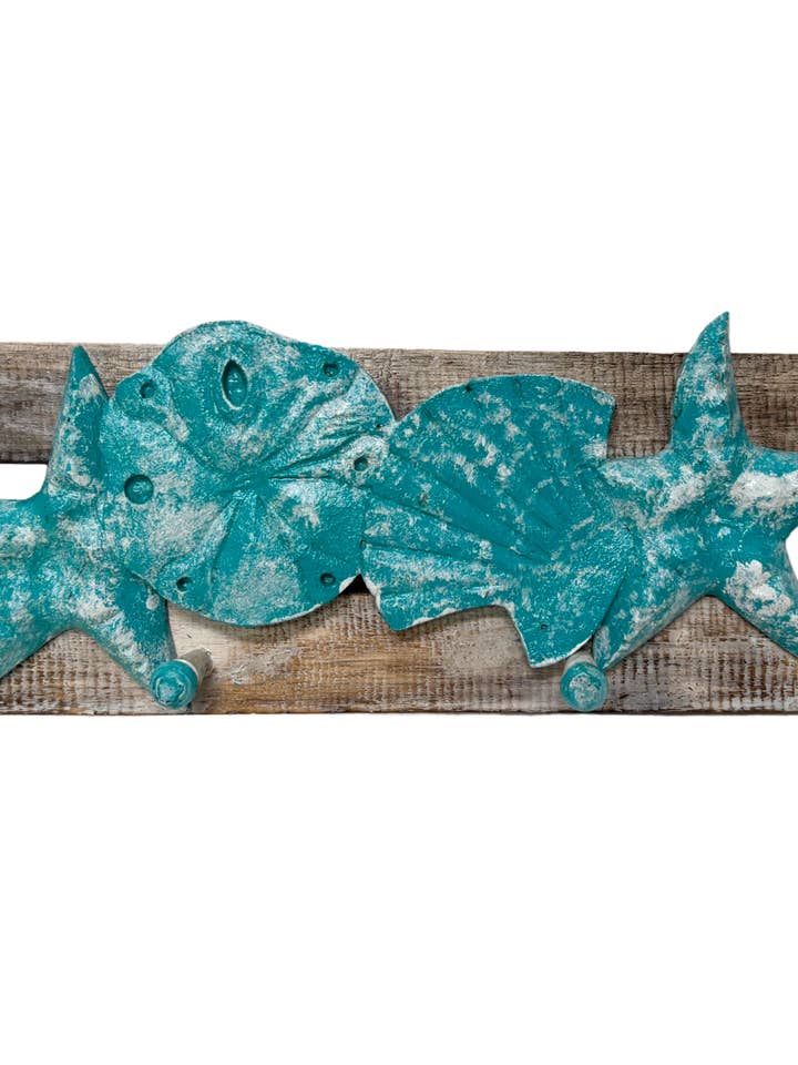 Hand Carved SAND DOLLAR SEA SHELLS STAR FISH Towels Hanger for wholesale by White Elephant