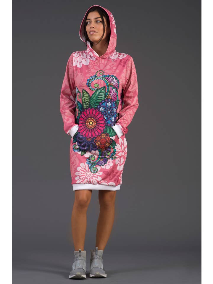 Fishikii – Großhandel Kleid – Damen – Sweatshirt-Kleid mit Totenkopf-Blumen | CAN-