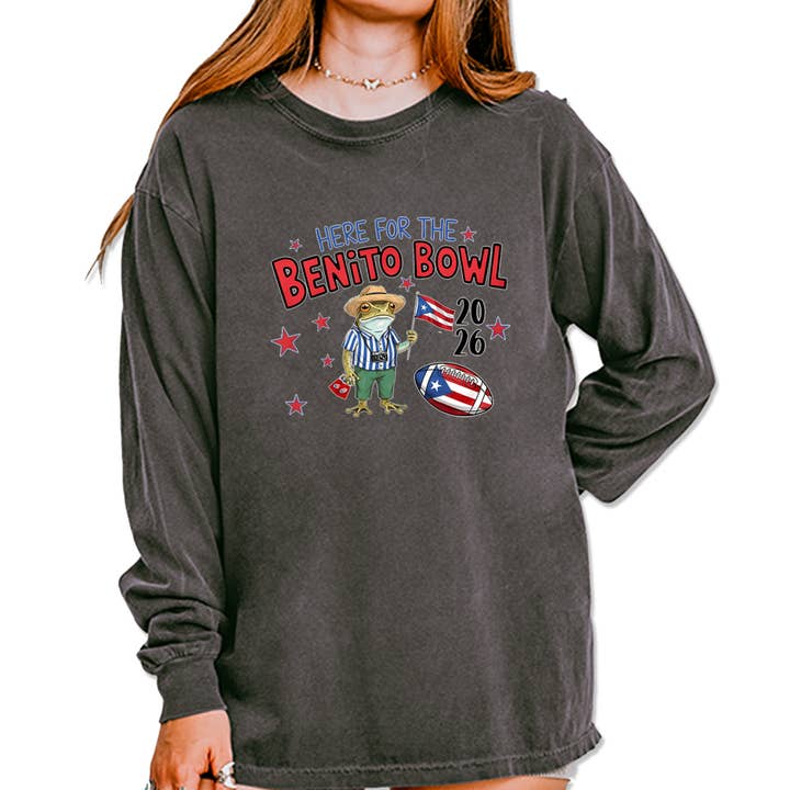 Frog Here for the Benito Bowl Football Vintage Soft Long-Sleeve T-shirt for wholesale by Expression Tees