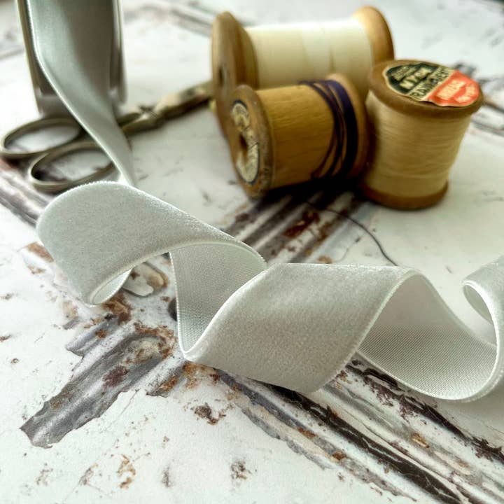 Silver Grey Velvet Ribbon 25mm - 3 Meter Roll for wholesale by Imaginediy