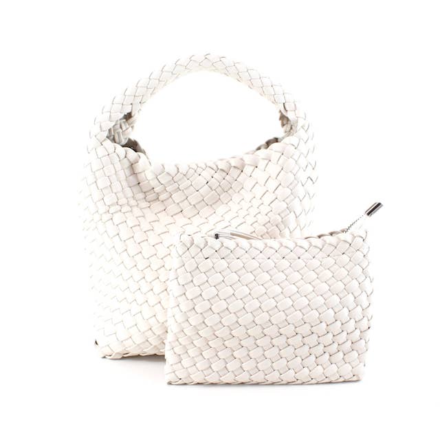 Pretty Persuasions - Wholesale Crossbody Bag - Women's - P24015 Medium Woven Hobo Crossbody Bag w/Cosmetic Pouch17