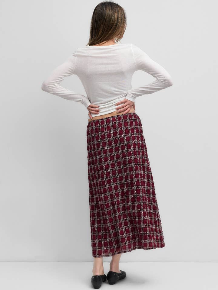 MOD REF - Wholesale Skirt - Women's - The Blake Skirt | Plaid Drawstring Midi Skirt