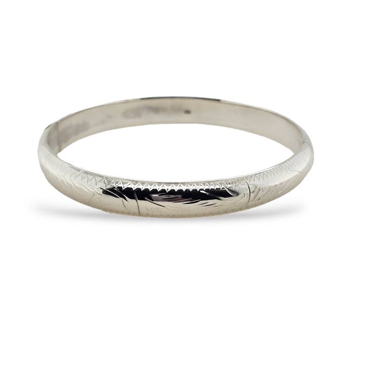 BANGLE S/S 10 X 60mm ENGRAVED for wholesale by Mountain Creek Jewellery