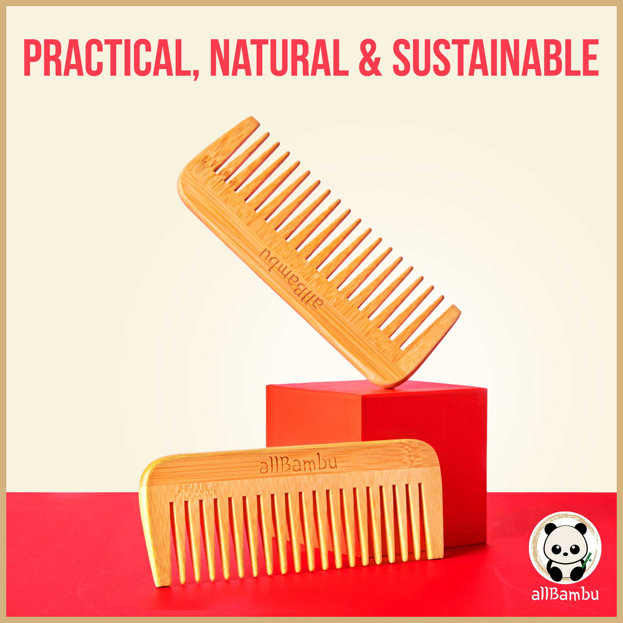 allBambu Inc - Wholesale Hair Brush/Comb - Bamboo Wide Tooth Comb1
