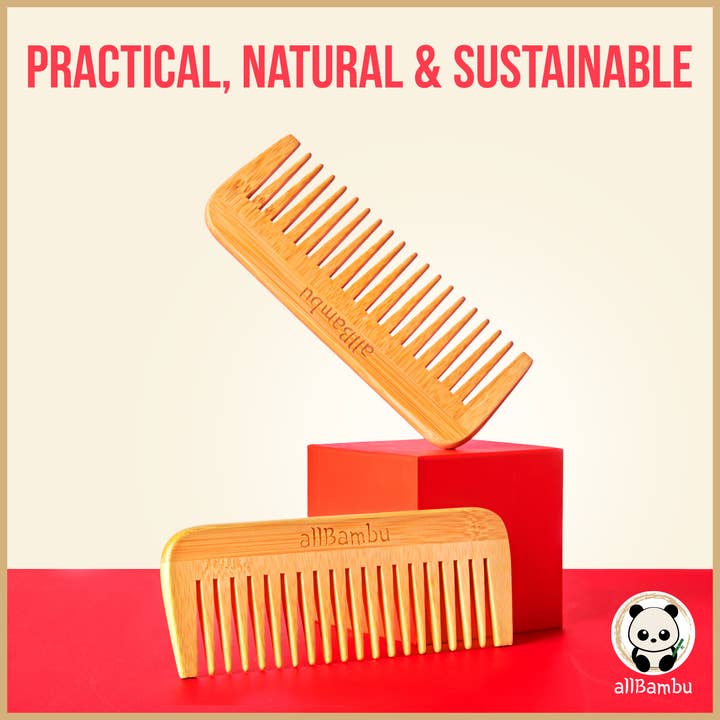 allBambu Inc - Wholesale Hair Brush/Comb - Bamboo Wide Tooth Comb1