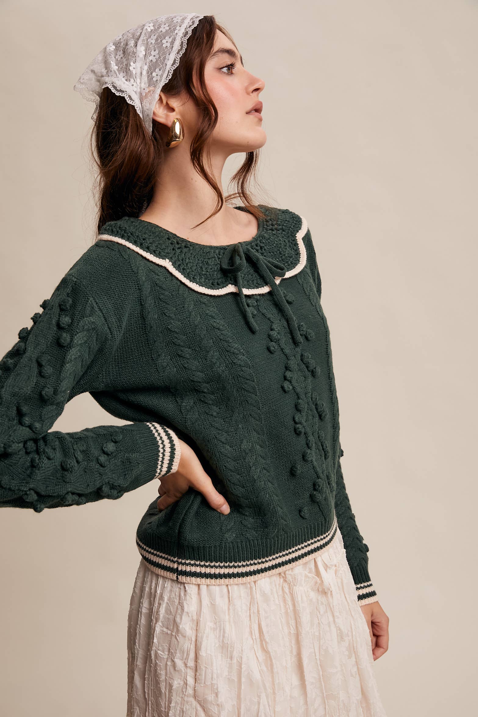 Listicle - Wholesale Knit Sweater - Women's - Pom Pom Cable Knit Sweater13