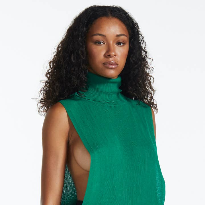 Green Turtleneck Bib Knit Tank for wholesale on Faire6