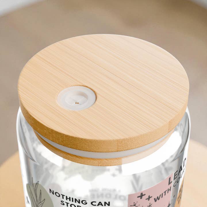 EMESLY - Wholesale Drinking Glass/Cup - Fearless & Fierce Motivational Sipper Glass Tumbler; 16oz2