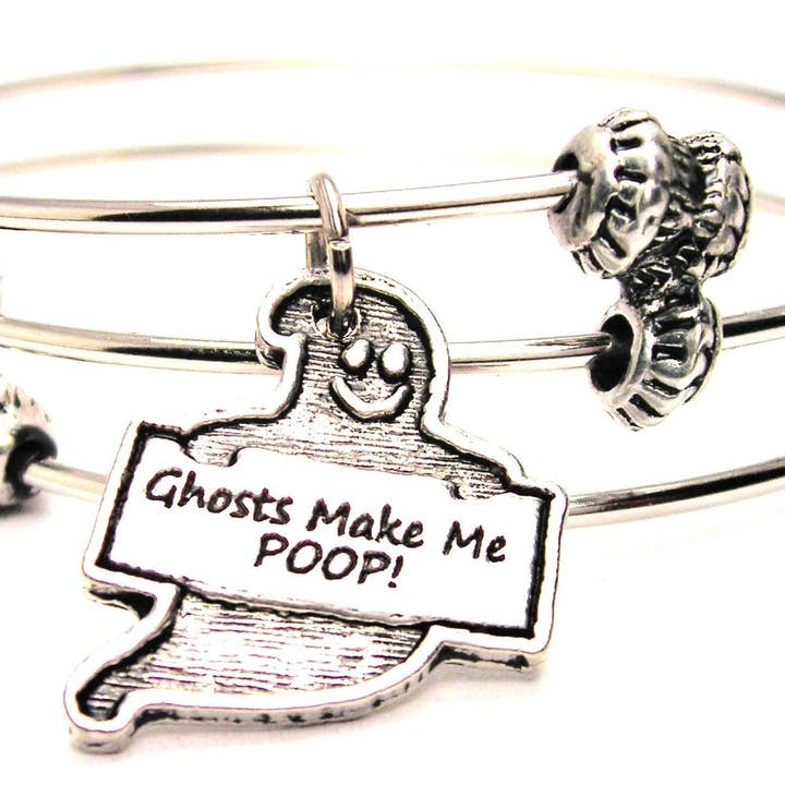 Ghosts Make Me Poop Triple Style Bangle Halloween Horror for wholesale by Chubby Chico Charms