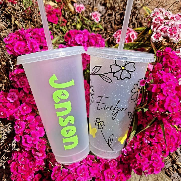 Personalised Name Dino Tumbler Venti Cold Cup 24oz - With Straw (Name Colour Can Be Chosen) for wholesale by WinsterCreations™