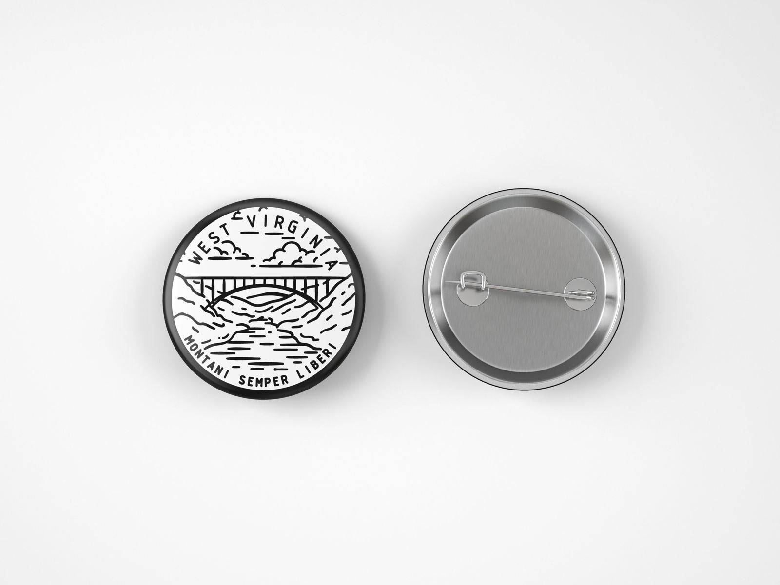 Albion Mercantile Co. - Vente Épinglettes/boutons - Broche bouton Virginie-Occidentale1