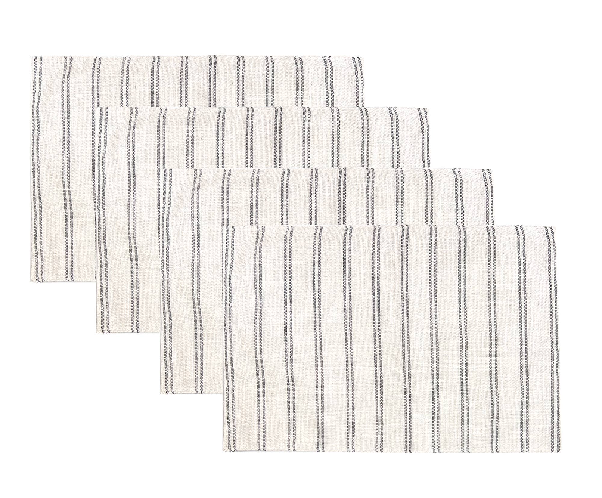 Fennco Styles - Vente Sets de table - Napperon moderne à rayures en lin et polyéthylène11