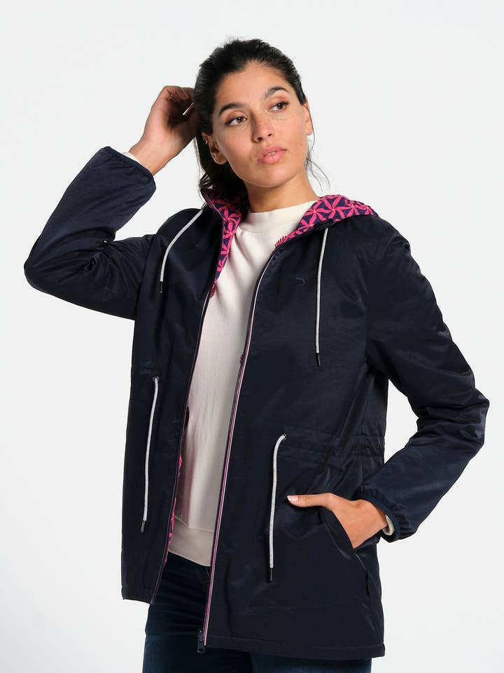 Women's reversible hooded starfish print jacket for wholesale by J&JOY