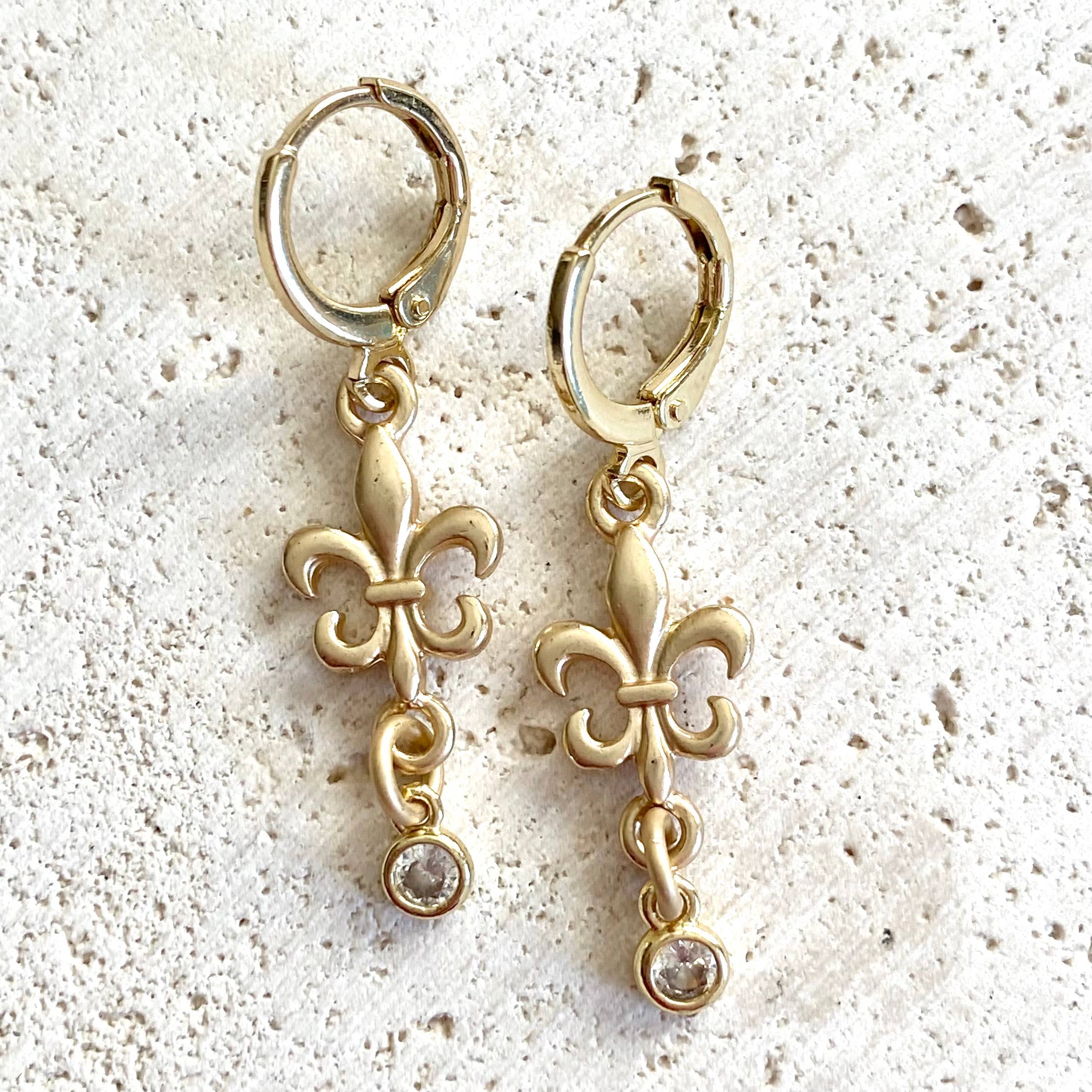 VB&CO Designs Handmade Jewelry - Wholesale Dangle Earrings - Simple fleur de lis earring boutique French jewelry 0