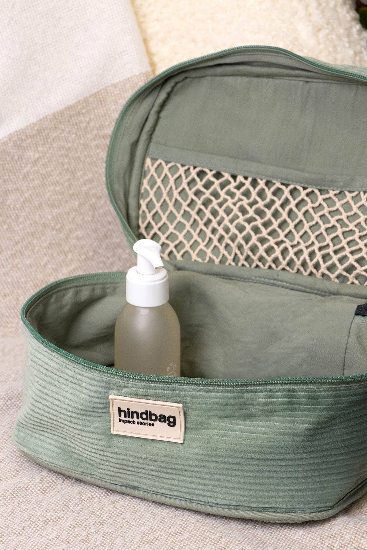 Hindbag - Wholesale Makeup/Cosmetic Bag - Gaspard Mint Green Corduroy Vanity Case1