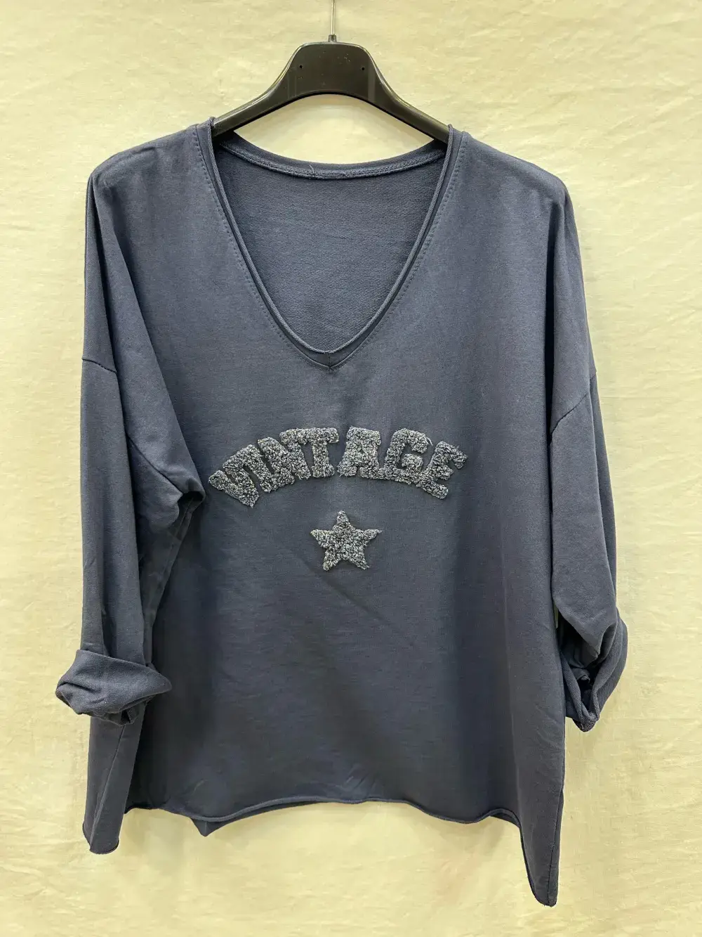 Mimi & Gogo – Großhandel Sweatshirt – Damen – Vintage Sweatshirt mit gesticktem Stern, Einheitsgröße0