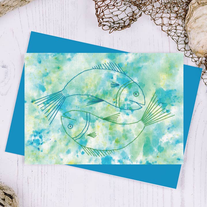 Fish Greetings Card for wholesale by NaviStitch