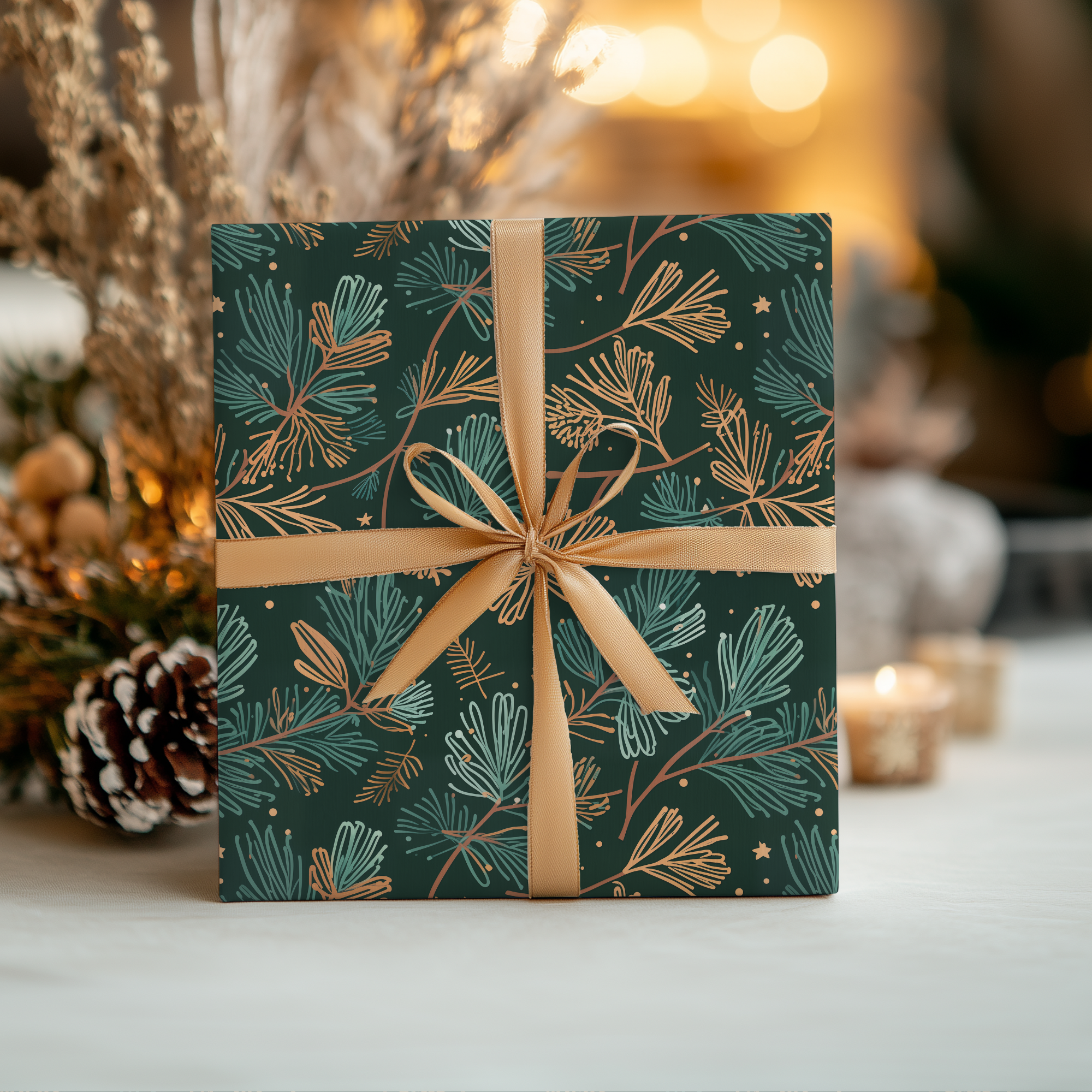 Lokipawz - Wholesale Flat Wrap - Evergreen Whimsy – Forest Pine Holiday Wrapping Paper2