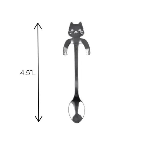 Urban Tokyo - Vente Cuillère de cuisine - Cuillère à thé Cat Hanging, 4,5 po L, argent2