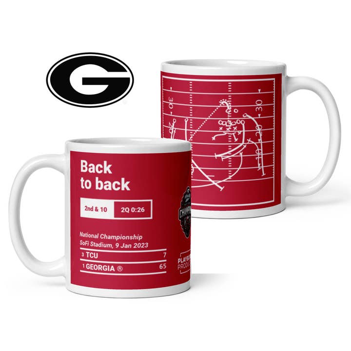 Georgia Football Greatest Plays Mug: Rygg mot rygg (2023) för wholesale av Playbook Products