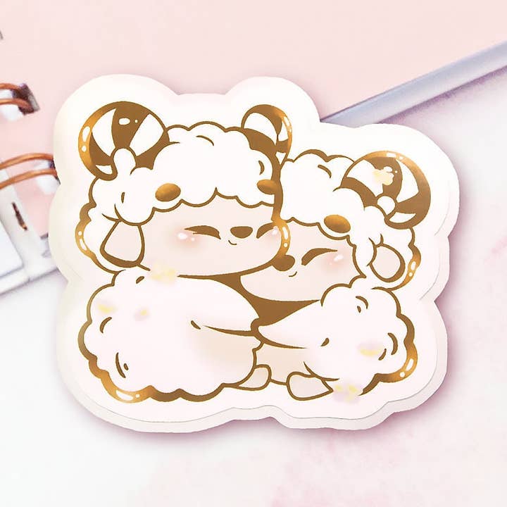 Cuddling Panda Cute Kawaii Glossy Stickerpakket 2.5" voor wholesale door BeeluArt