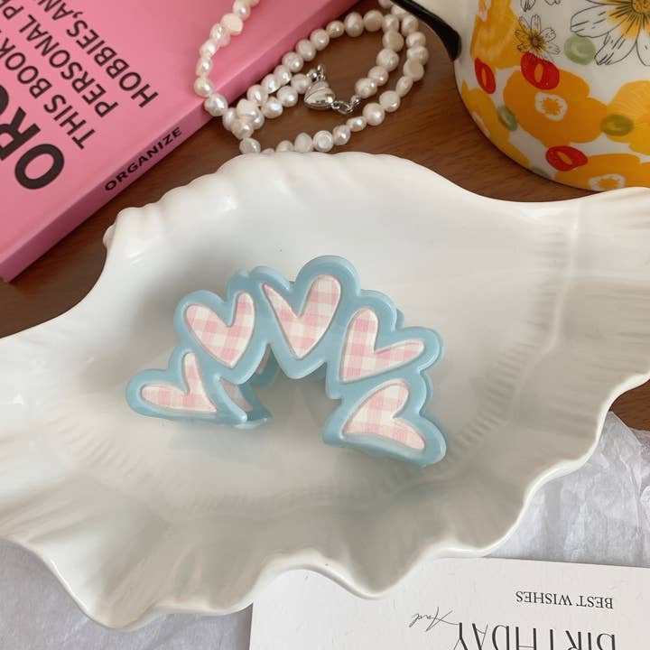 ACCITY - Wholesale Hair Clip - Women's - Cute Acrylic Floral Plaid Bow Hair Clip Shark Clip_CWAHA26321