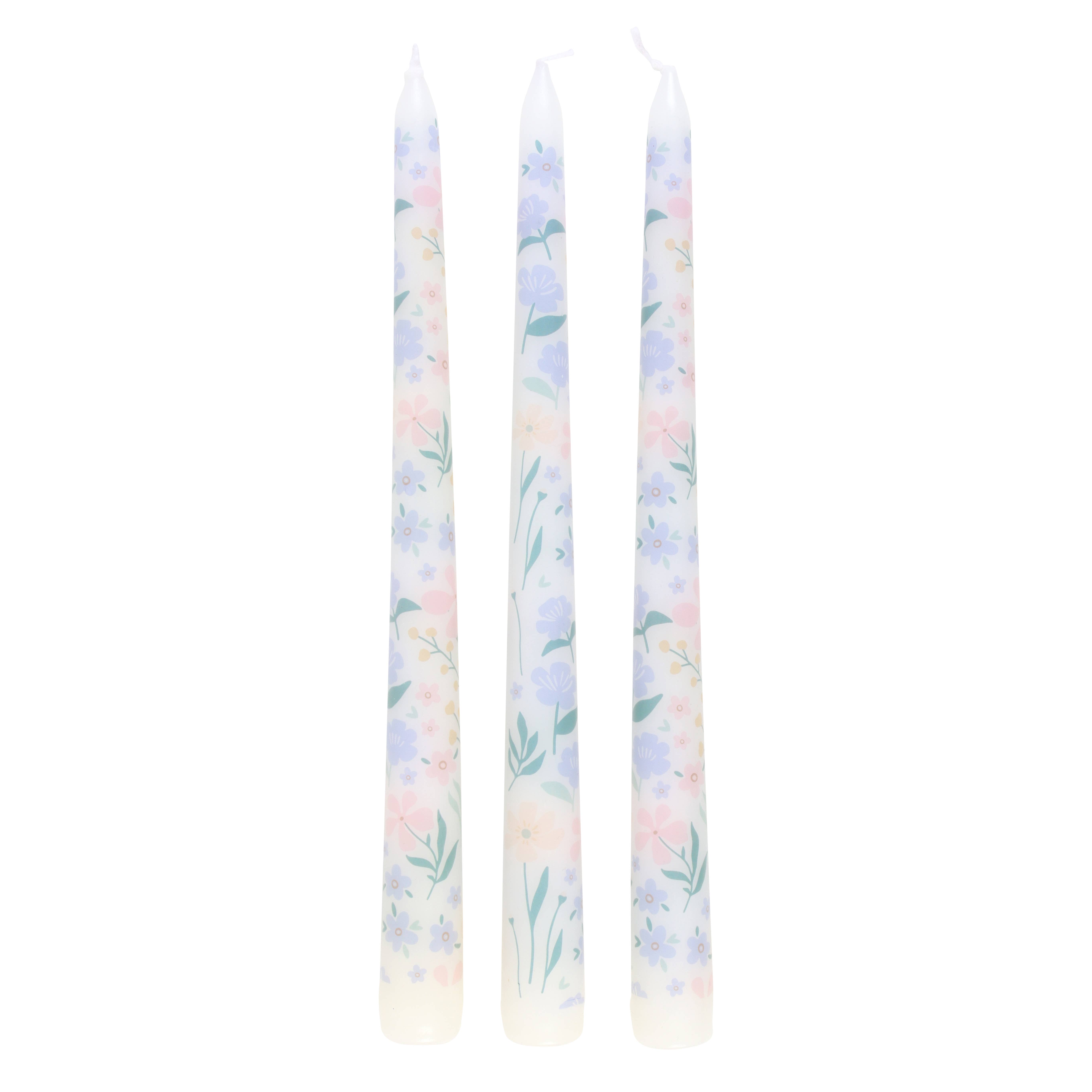 Nibble Distributors Ltd - Wholesale Tapered candle/candlestick - S/3 Blooming Floral taper candles1