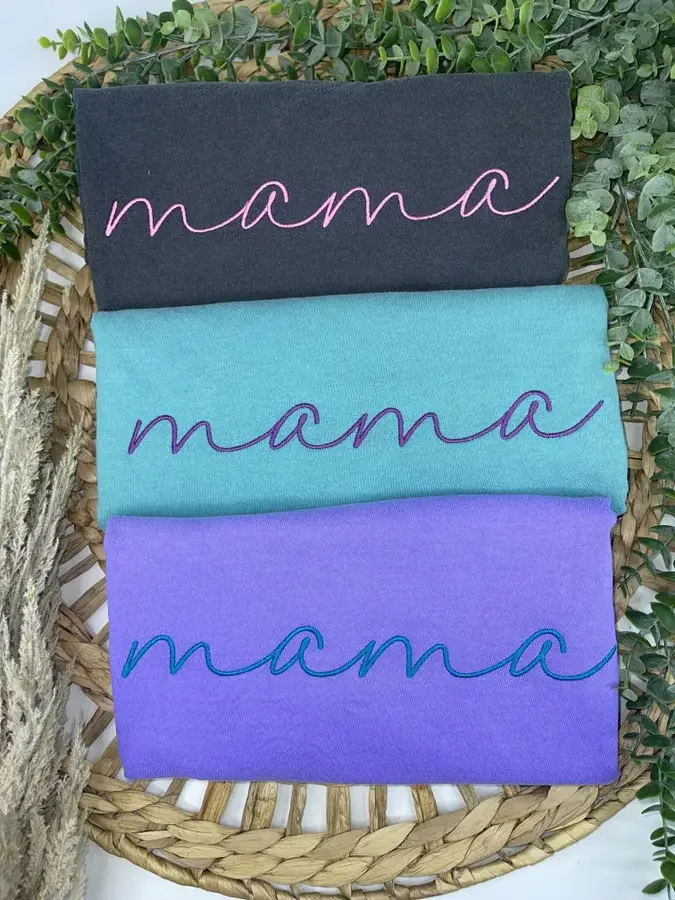 1/2 Penny Wholesale - Wholesale T-Shirt - Women's - Mama Embroidered Tee  (3 Color Choices)2