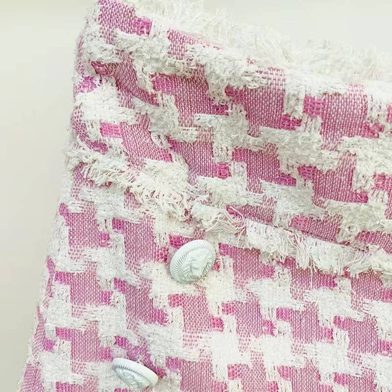 Productseeker - Wholesale Suit Set - Women's - SET063 Elegant Pink Houndstooth Suit Set12