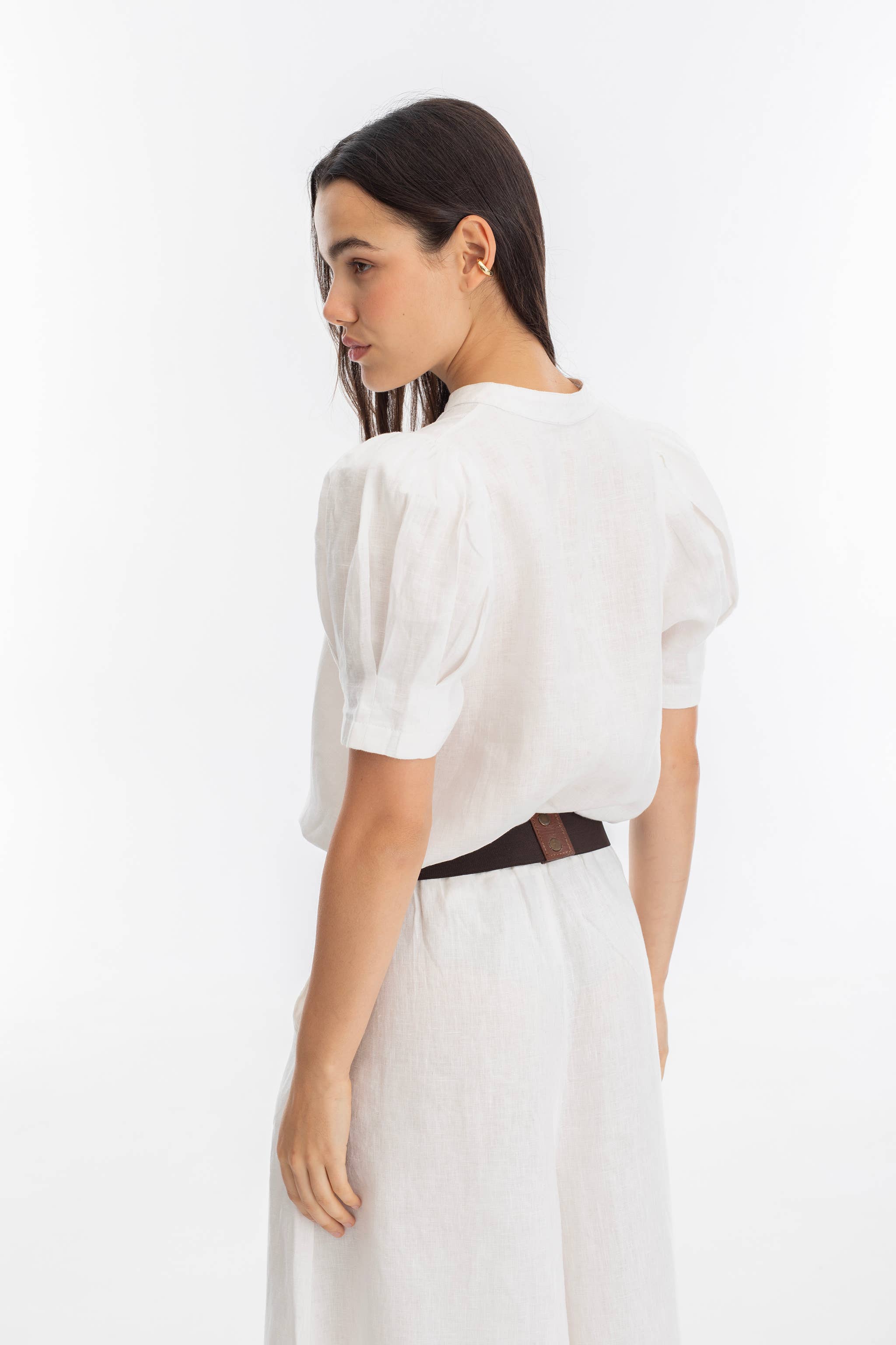 Wit Athina linnen blouse - wit voor groothandel op Faire11