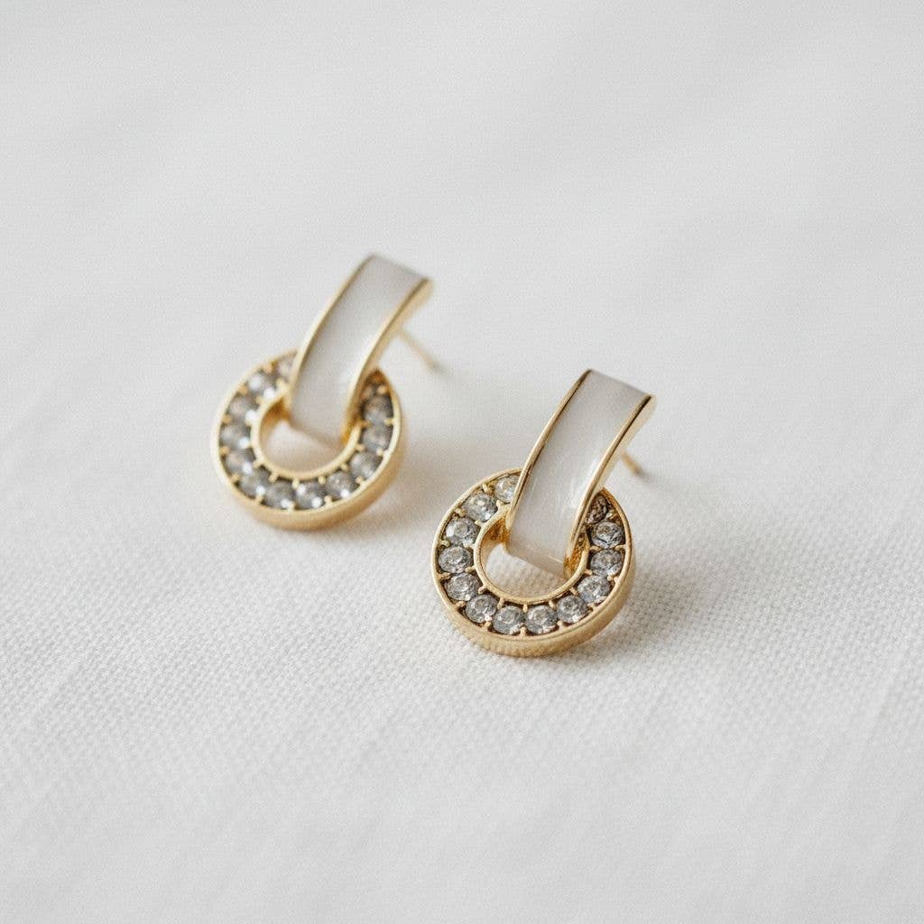 Ellemadera - Wholesale Dangle Earrings - French Inspired Enamel Geometric Zircon Dangle Earrings1