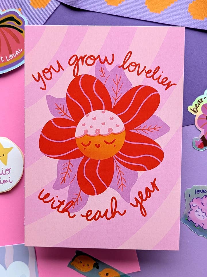 You Grow Lovelier with Each Year Postcard for wholesale by Studio Kumimi