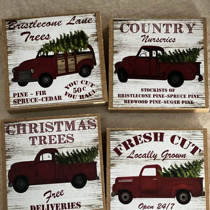 Ensemble de mini-pancartes de Noël Red Truck pour la vente par Thompsons Handmade Country LLC