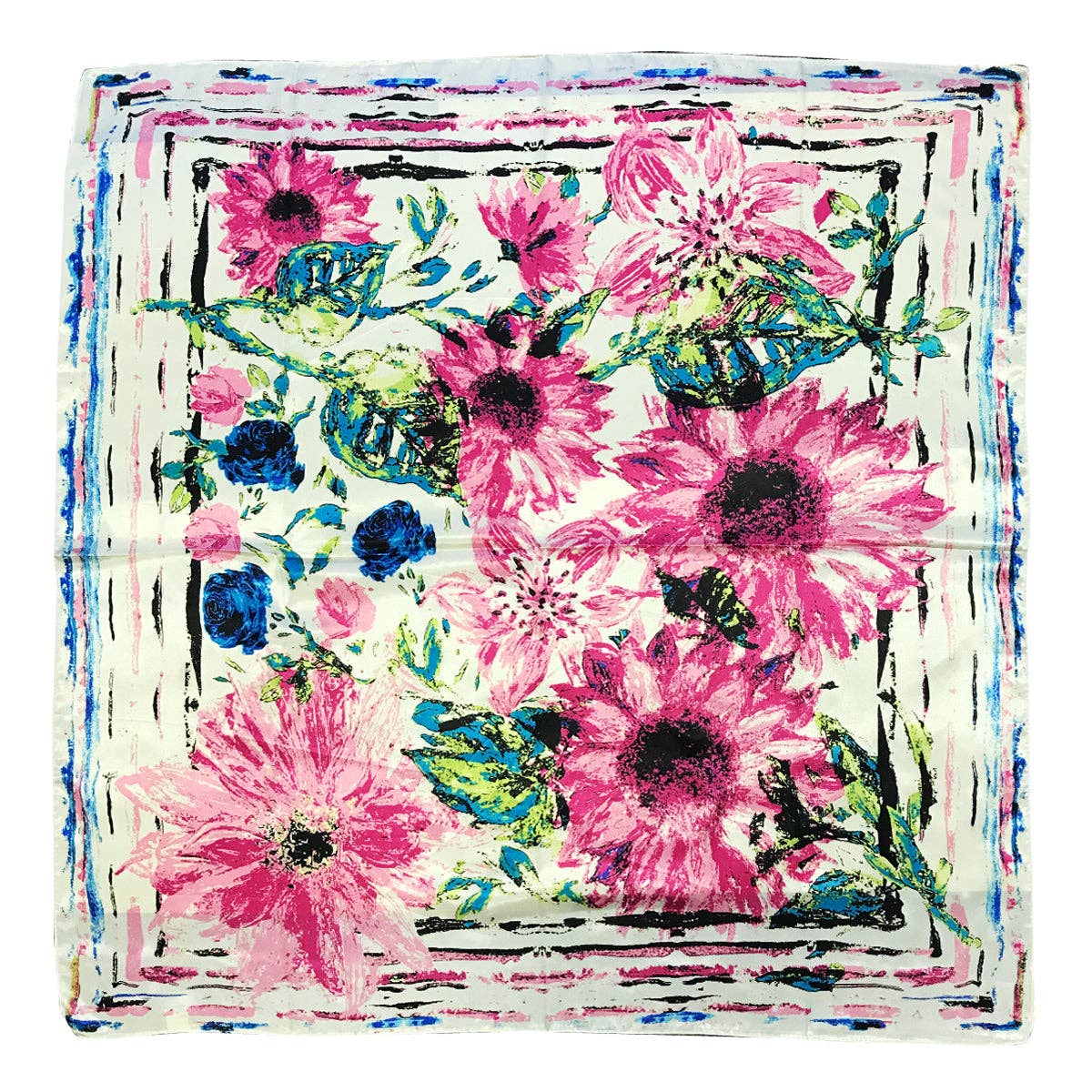 Wrapables.com - Wholesale Scarf - Women's - Wrapables Silk Satin Floral Neckerchief 35 x 35 Inch Square7
