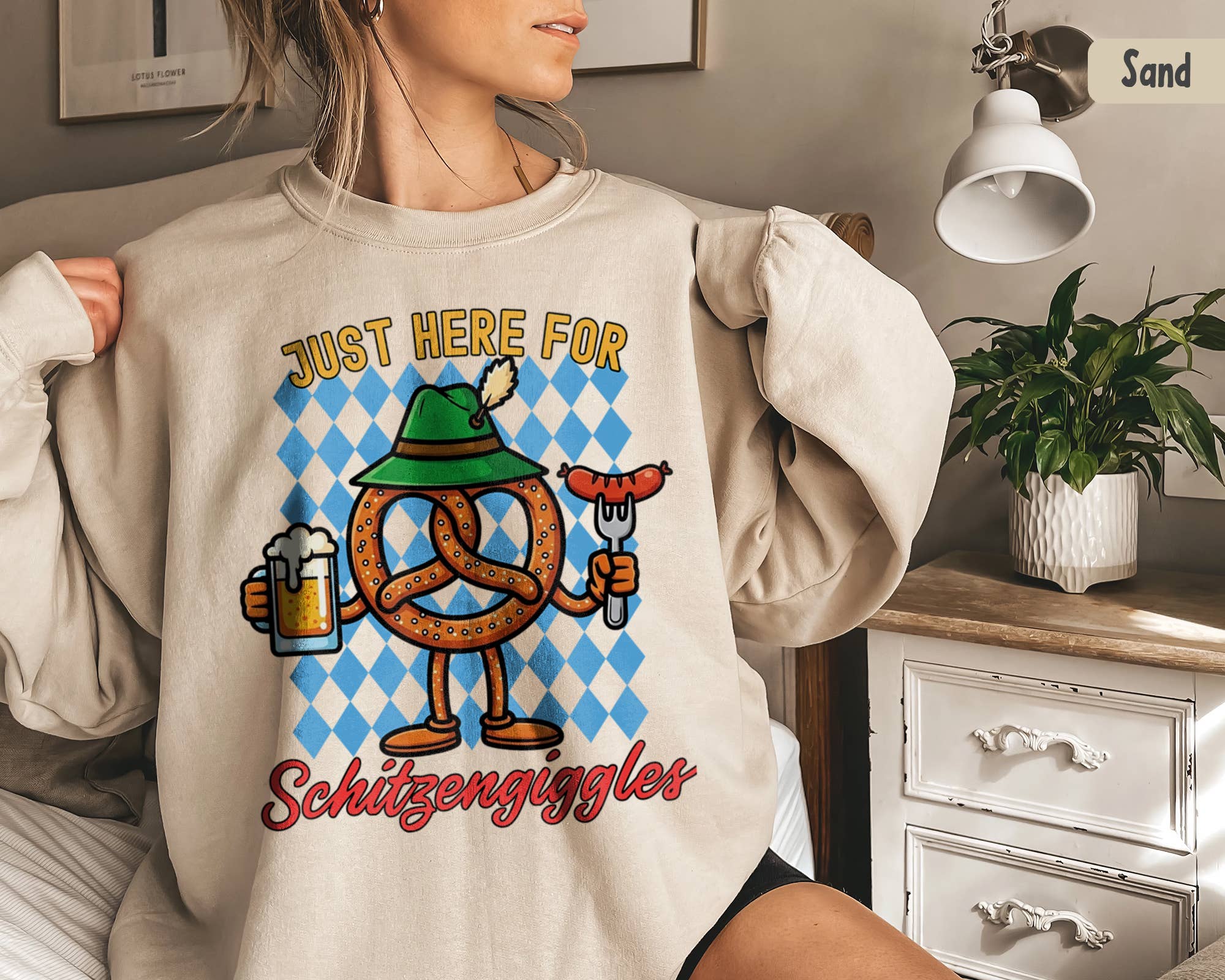 Vivtrek - Wholesale Screen Printed T-Shirt - Women's - Just Here for Schitzengiggles Funny German Beer Shirt3