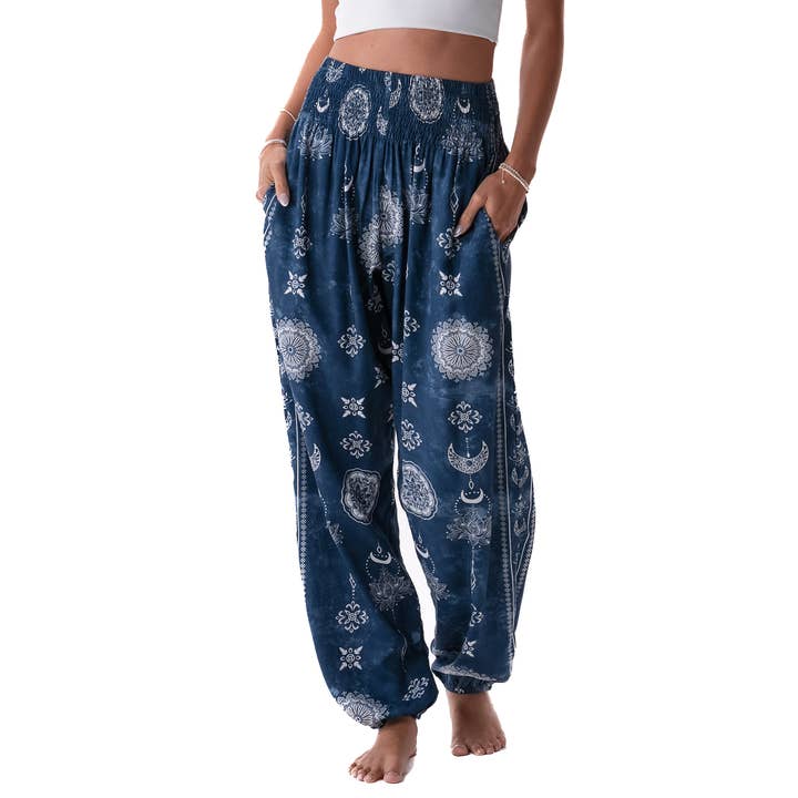 Nova Calça Harem Lua de Lótus Azul por atacado de Lotus and Luna